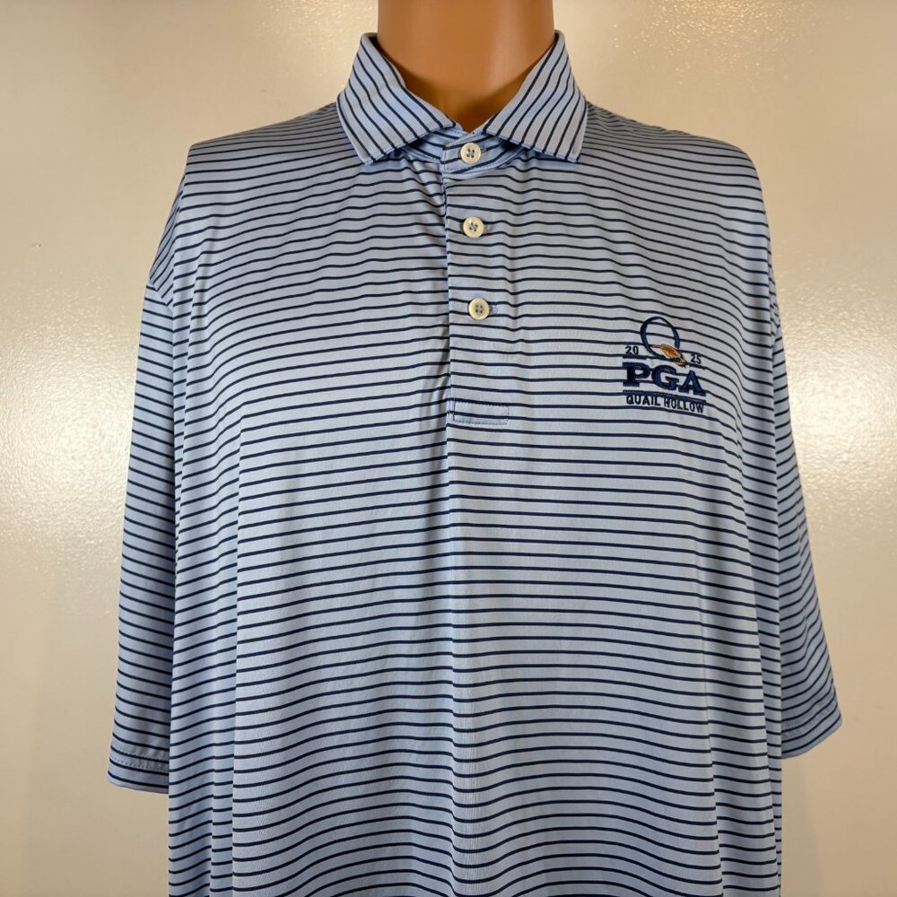 Ralph Lauren RLX Quail Hollow Polo Shirt Mens Size XL Blue PGA Golf Tourney